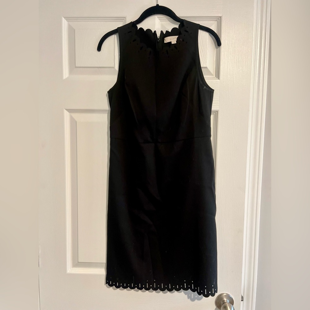 LOFT Scalloped Neck/Hem Little Black Dress